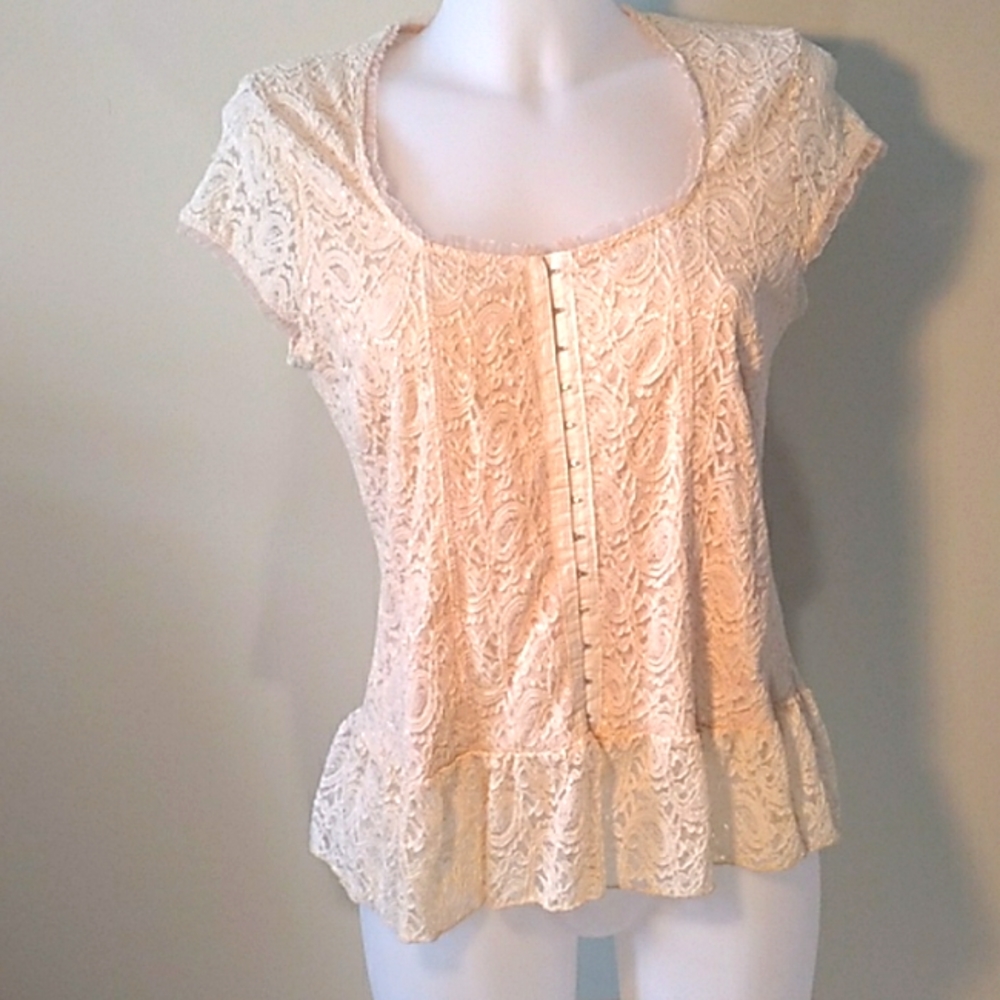 Vintage Lace Faux Corset Style Y2K Boho Fairy Top by Studio 1940.